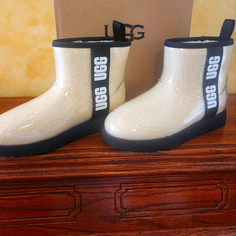 UGG Cream and Black Ankle Boots